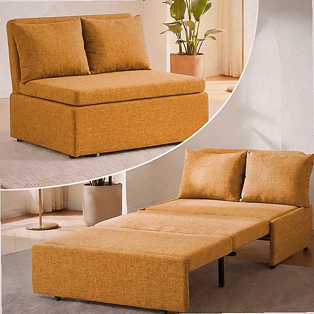 3 in 1 Convertible Sleeper Sofa Bed, Linen Pull Out Couch Twin Size