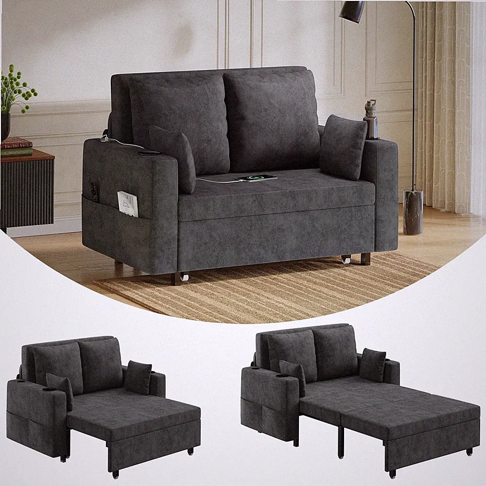 3 in 1 Convertible Sleeper Sofa Bed Loveseat Sleeper Sofa Couch with Pullout Bed