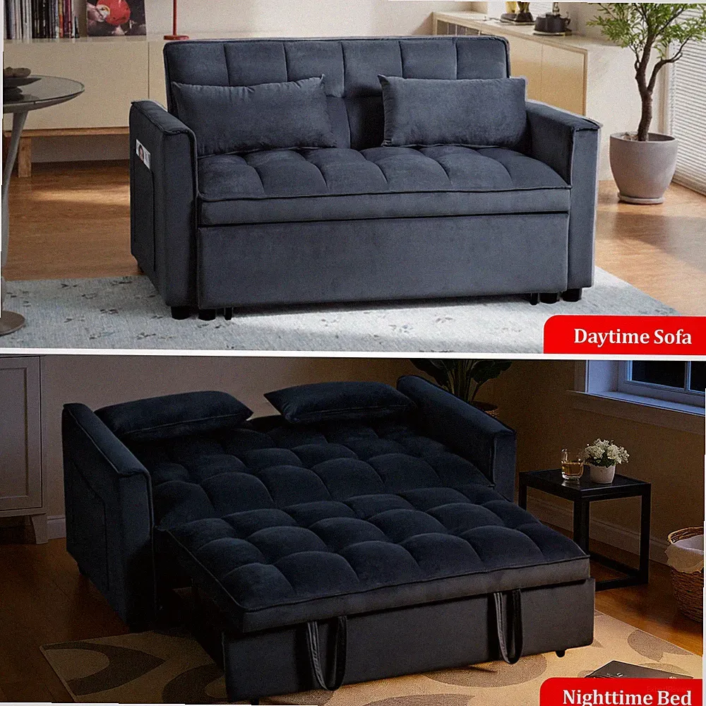 3 in 1 Convertible Sleeper Sofa Bed Pull Out Couch Bed Adjustable Backrest