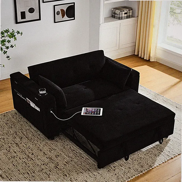 3-in-1 Convertible Sleeper Sofa Bed Pull Out Couch Bed with Pillows & USB Port