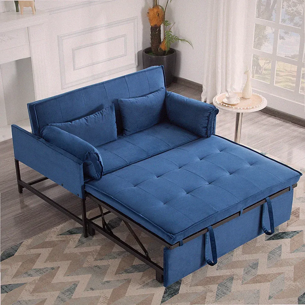 3 in 1 Convertible Sleeper Sofa Bed,Velvet Pull Out Futon Couch Adjustable Sofa