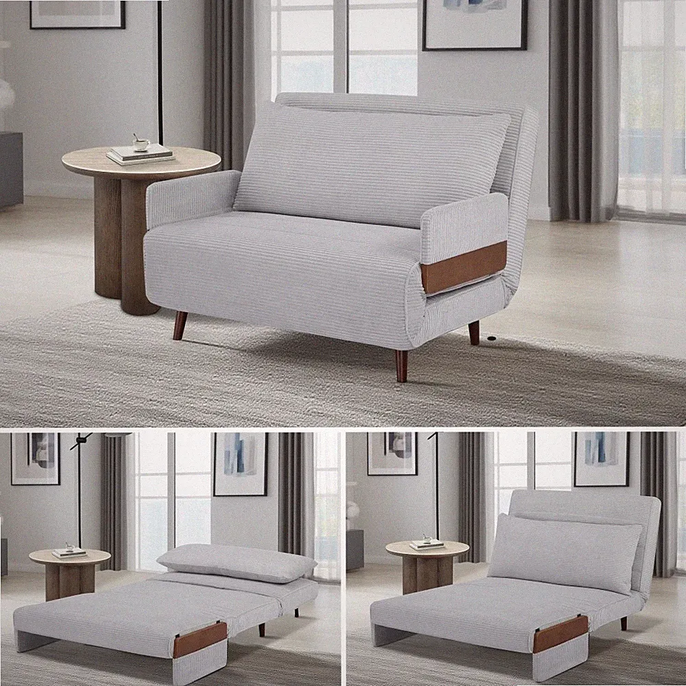 3 in 1 Convertible Sleeper Sofa Chair Polyester Upholstered Accent Chair