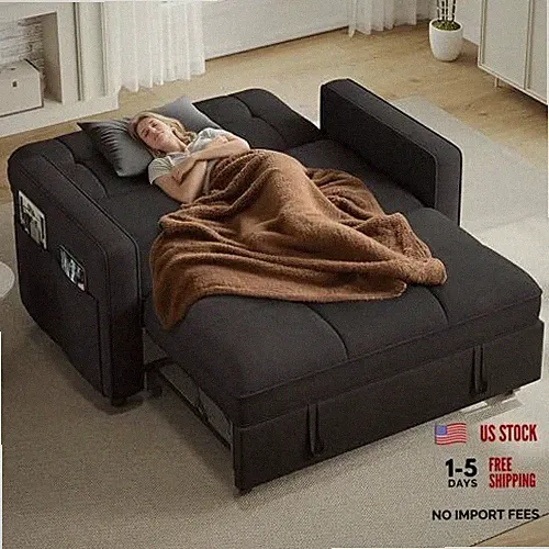 3-in-1 Convertible Sofa Bed, Modern Loveseat Sleeper with Pull-Out Chaise