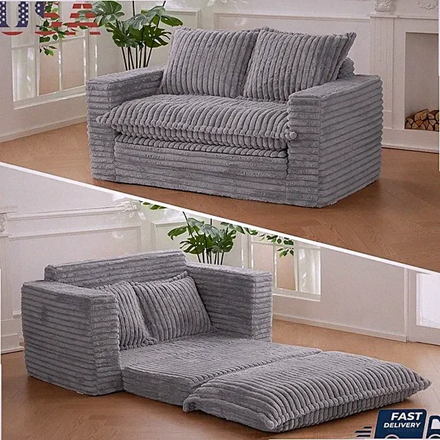 3-in-1 Convertible Sofa Bed Washable Cushions Comfortable Space Saving Design US