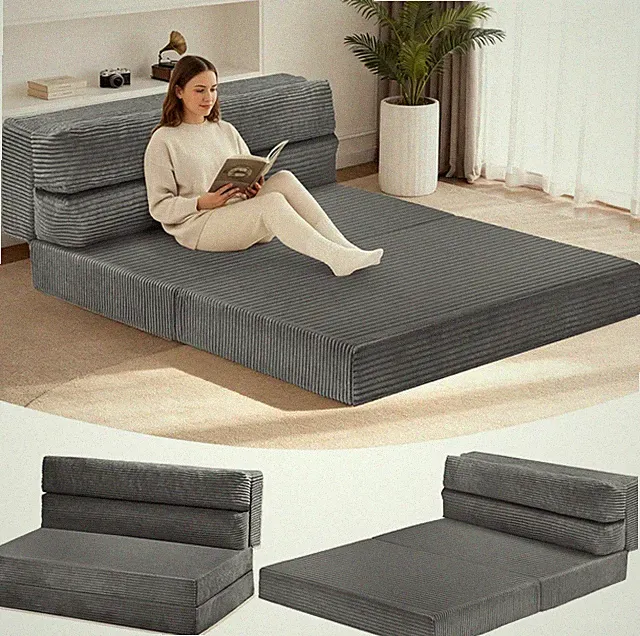 3-in-1 Foldable Mattress Sofa Bed - Full Size Convertible Floor Couch