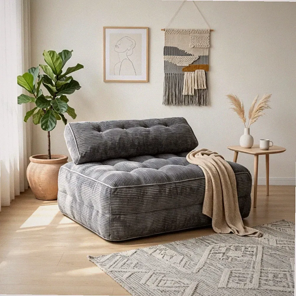 3-in-1 Foldable Sofa Bed Black with Pillow, Back Support, No Assembly for Room