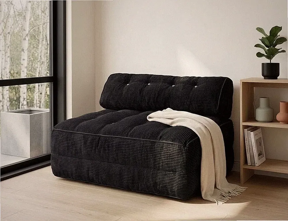 3-in-1 Foldable Sofa Bed Black with Pillow, Back Support, No Assembly for Room