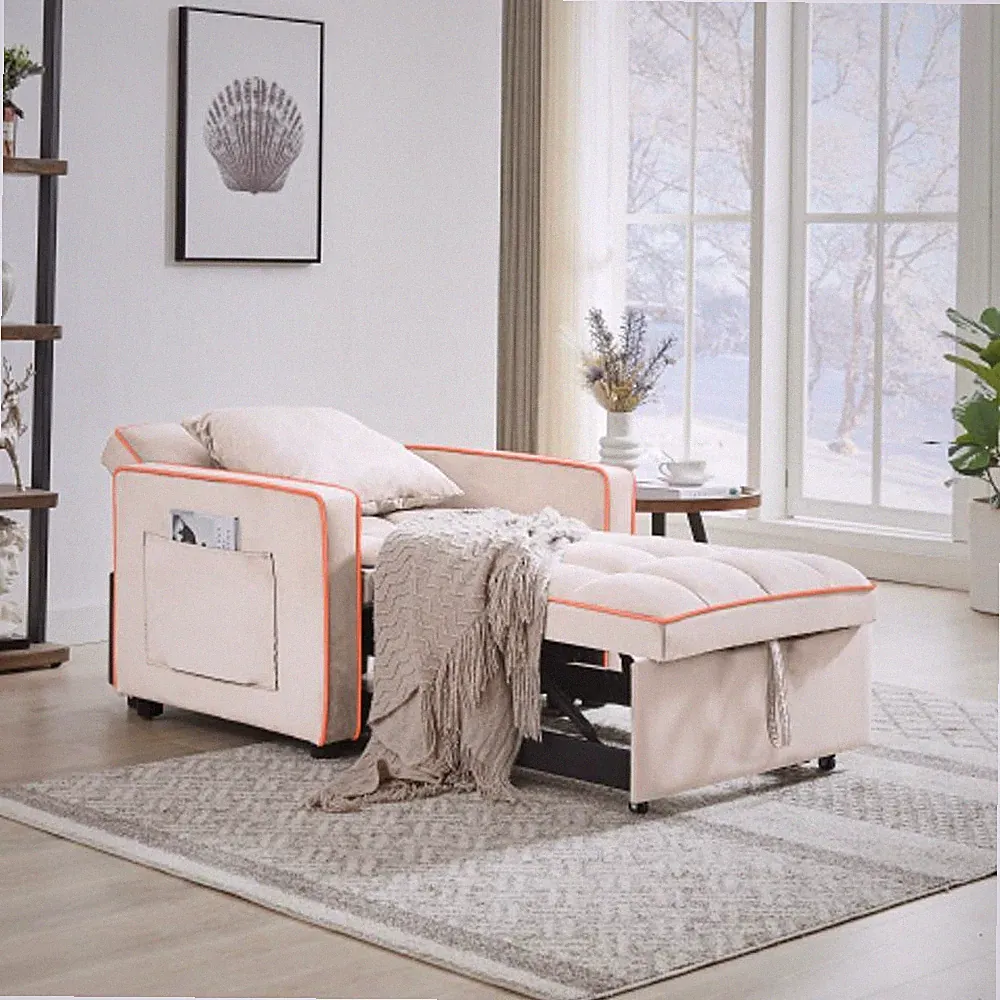 3-in-1 Folding Sofa Bed Adjustable Back Into a Sofa Recliner Modern Single Bed