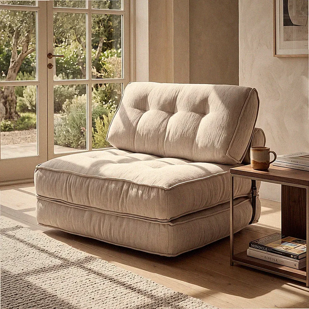 3-in-1 Folding Sofa Bed w/Bolster and Pillow, Chenille Cover, Smooth Zipper