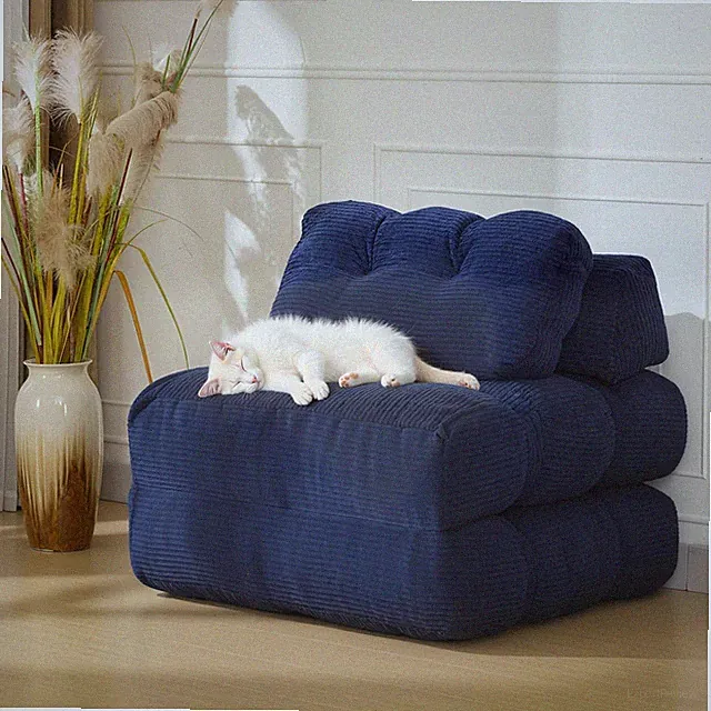 3-in-1 Folding Sofa Bed with Mattress, Side Pocket & Pillow, No Assembly Needed