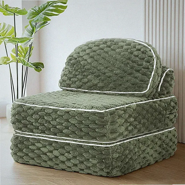 3-in-1 Folding Sofa Bed with Pillow, Cozy Green Sleeper Chair for Any Room