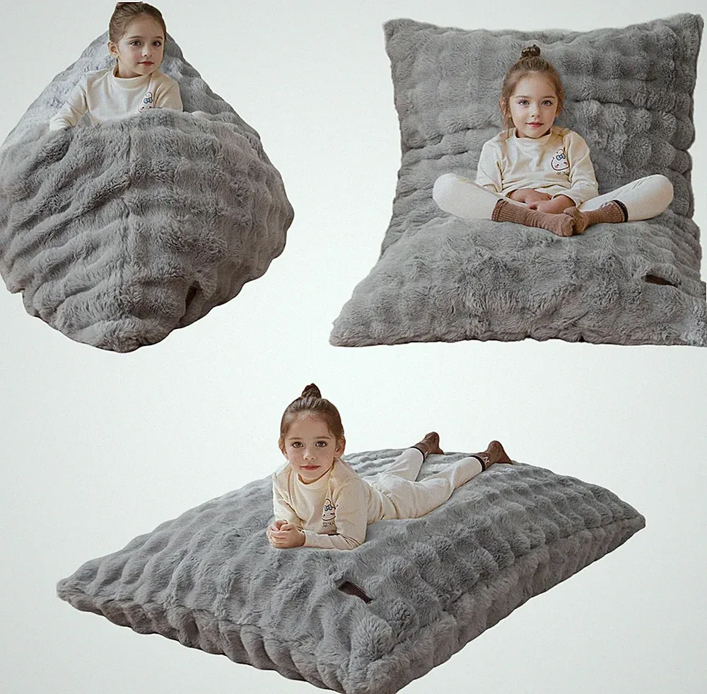 3 in 1 Kids Bean Bag Chair Bed, Child Floor Sofa for Gaming, Reading, Convertibl