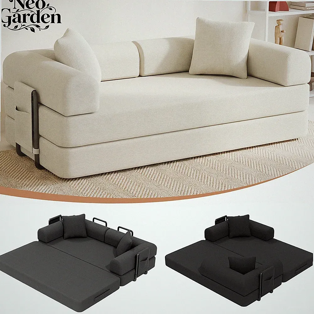 3 in 1 Sofa Bed 78" Convertible Sleeper Sofa with Pull Out Bed Couch Pillows