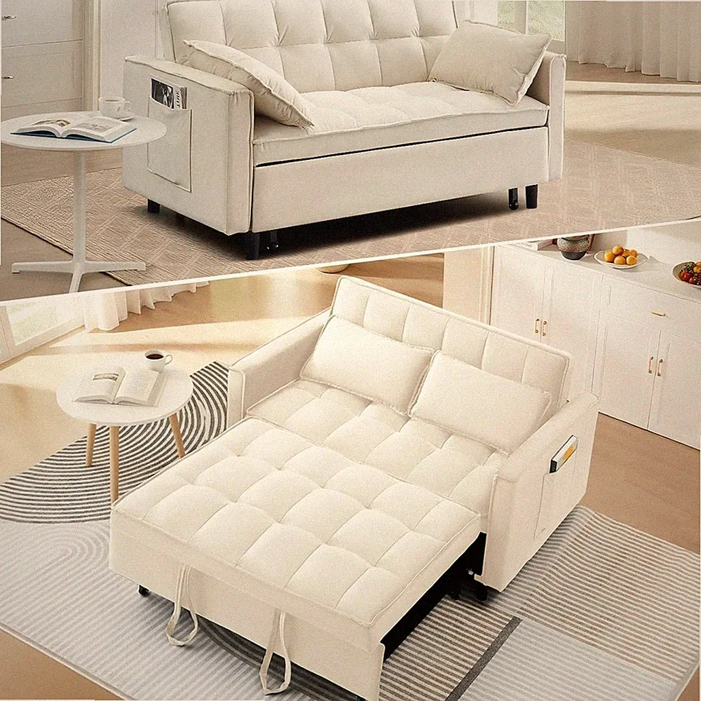 3 in 1 Sofa Bed Convertible Sleeper Sofa with Pull Out Bed Couch Pillows