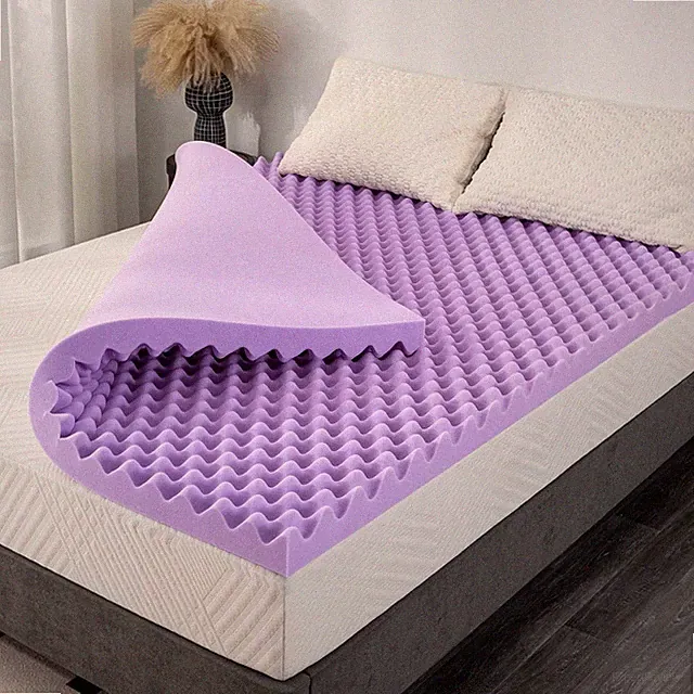 3 Inch Egg Crate Queen Memory Foam Mattress Topper, Lavender Scent Gel Infused