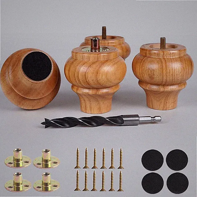 3 Inch Wood Legs For Furniture Set Of 4 Couch Sofa Replacement Natural Feet