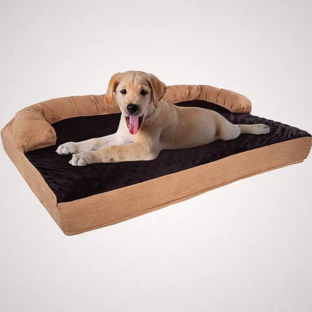 3-Layer Sofa Dog Bed - Orthopedic Dog Furniture, Tan/Black