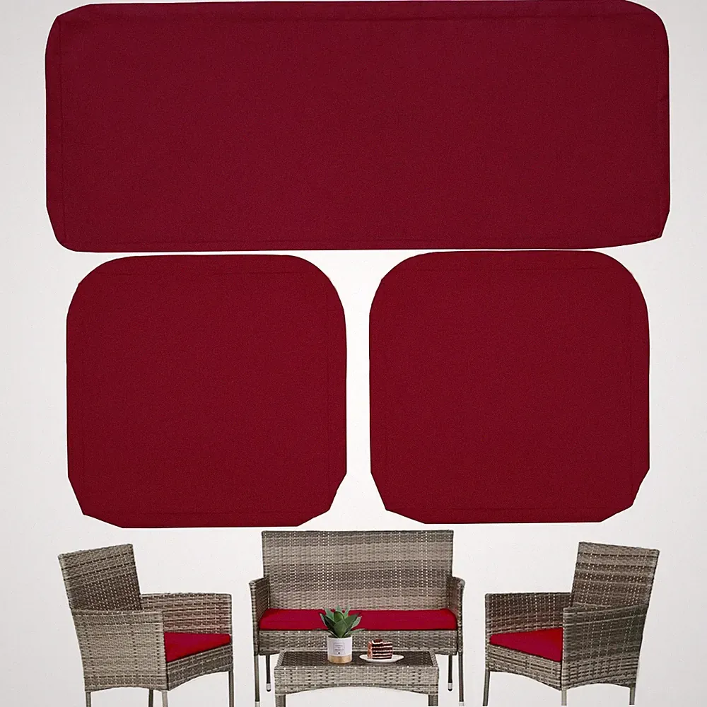 3 Pack Waterproof Outdoor Cushion Covers Wicker Rattan Loveseat Burgundy