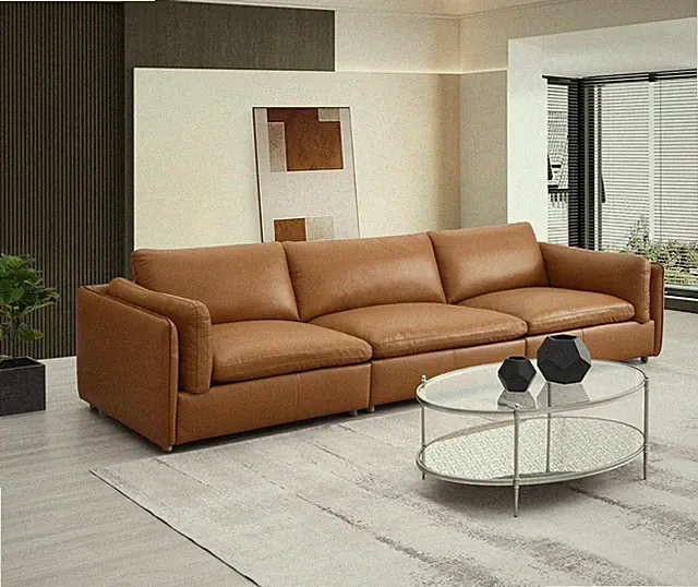 3 pc Sectional Sofa Brighton Grain Leather Pieces Modular Modern Style