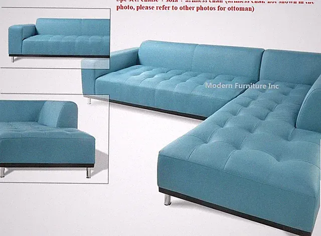 3 pc set Modern Contemporary blue/5521 Leather Sectional Sofa #1707