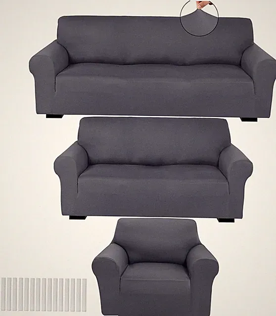 3 Pcs Couch & Loveseat Sofa Covers,Dark Gray,Milk Silk
