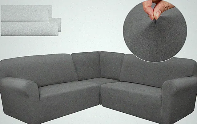 3 Pcs L Shaped Couch Covers for Sectional Corner Sofa Stretch 5 Seat Washable Co