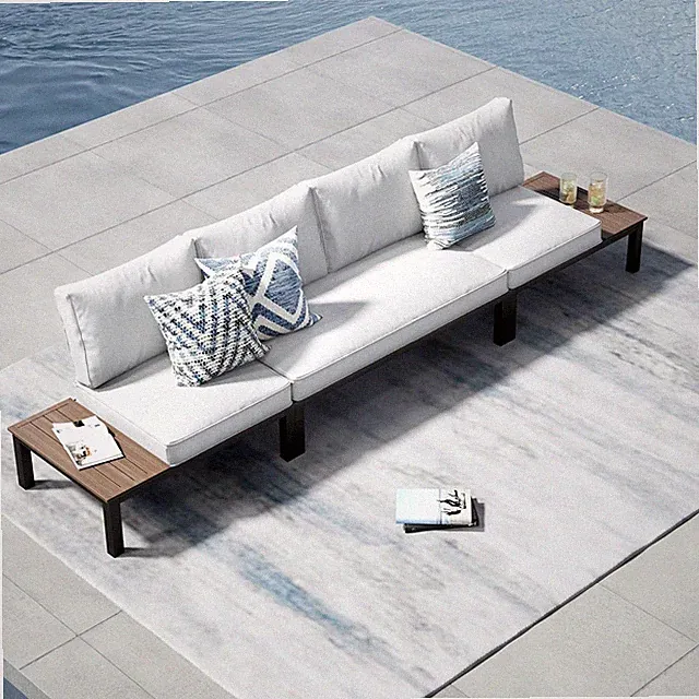 3 PCS Outdoor Patio Furniture Set Metal Frame Modern Outdoor Sectional Sofa Set