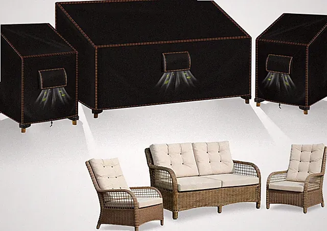 3 PCS Patio Furniture Covers Sets, 420D Waterproof Outdoor Chair Covers and Sofa