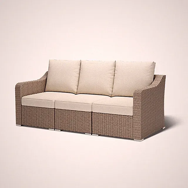 3 PCS Patio Furniture Rattan Sofa Set Modular Sectional Wicker Couch w/ Cushions