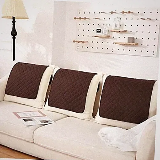 3 Pcs Recliner Headrest Cover for Sofa Chair Couch, Brown