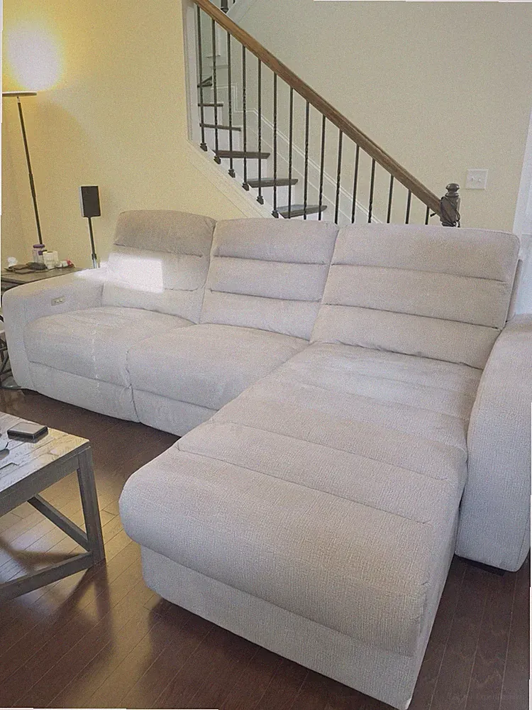 3 Piece Beige Sectional Dual Powered Reclining Sofa With Chaise