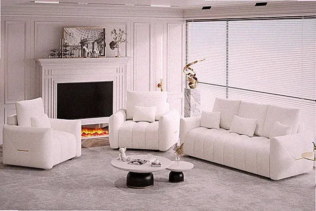 3 Piece Cloud Couch Sofa for Living Room, Modern Sofa Chair and 3-Seater Teddy S