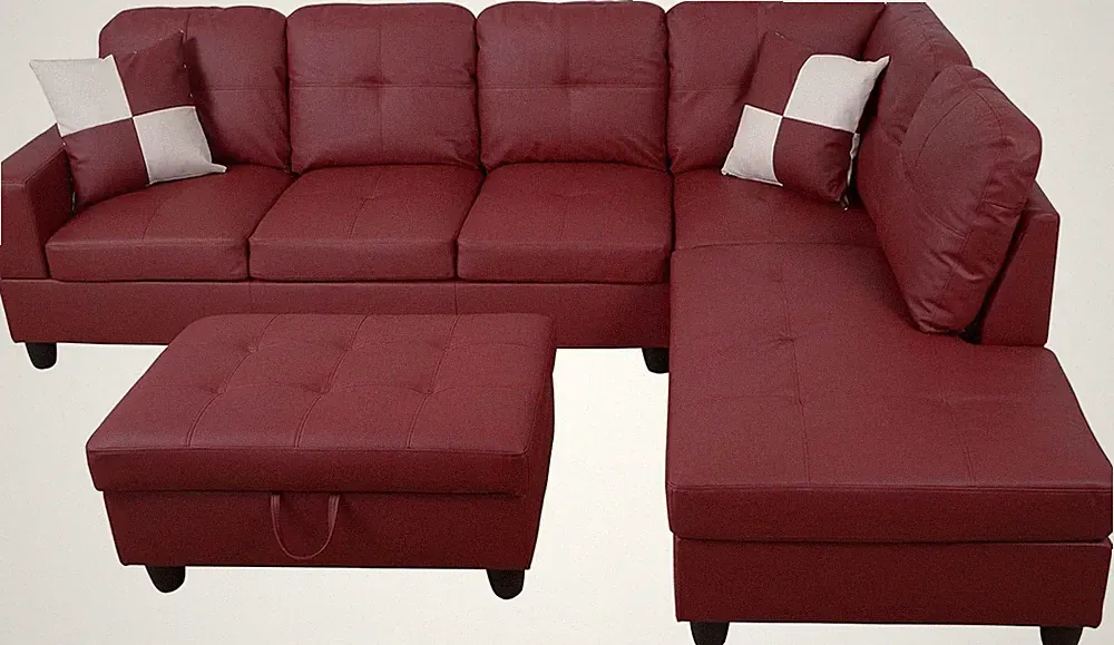 3-Piece Contemporary L-Shape Sectional Sofa with Chaise and Storage Ottoman | Li