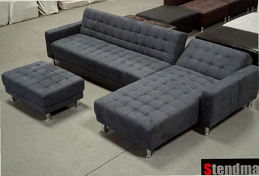 3-Piece Dark Grey Microfiber Sectional Sofa Bed S0402CR (Custom Options)