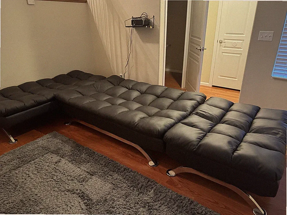 3 Piece Faux Leather Convertible Sectional Sofa