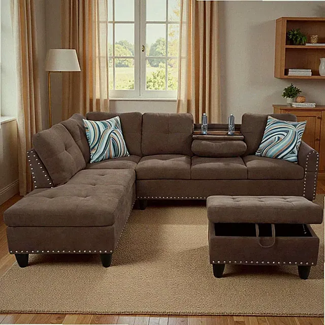 3-Piece L-Shaped Modular Sofa – Convertible Sectional Couch with Movable Chaise