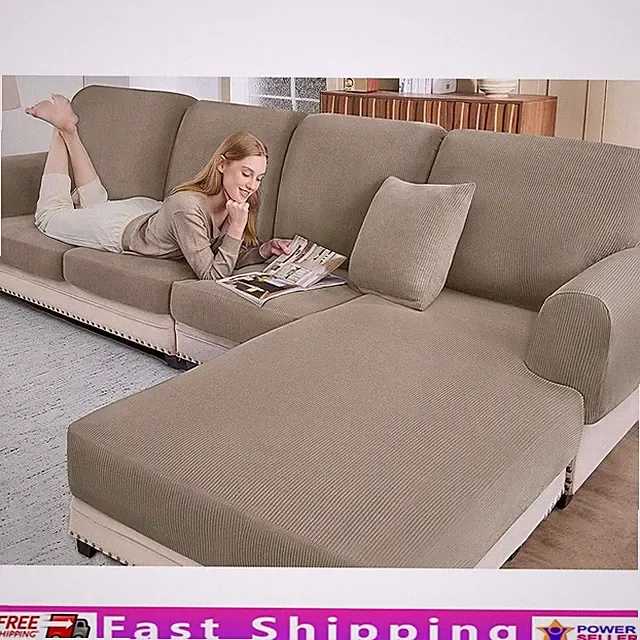 3-Piece L-Shaped Sofa Cover Set Stretch Furniture Protector Easy Clean Durable