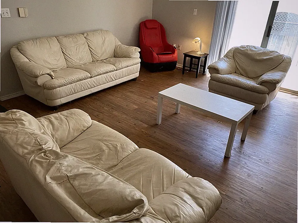 3 Piece Leather Sofa Set Beige Color Available Modern Living Room reduced $100