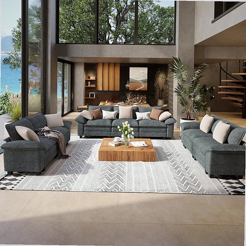 3-Piece Modular Sectional Cloud Couch and Loveseat Sofa Set