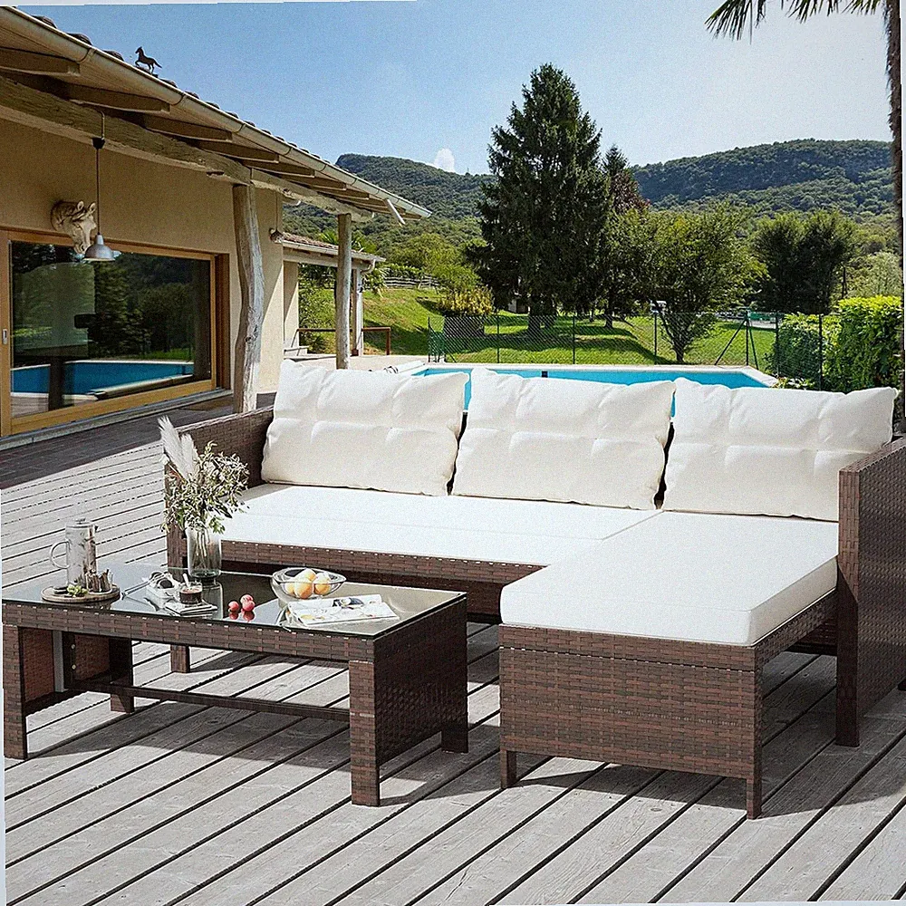 3-Piece Outdoor Patio Furniture Sets, Wicker Patio Conversation Sets, All Weathe