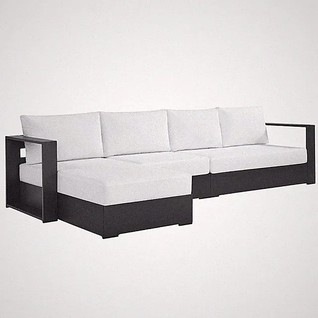 3-Piece Outdoor Powder-Coated Aluminum Left-Facing Chaise Sectional Sofa Set