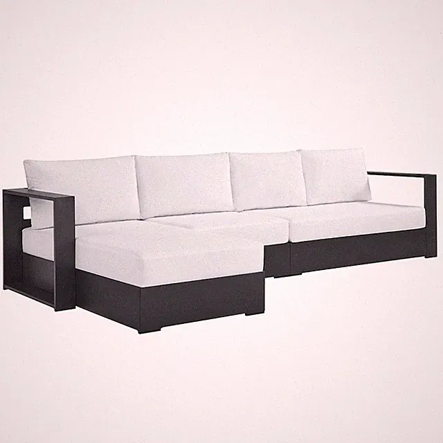 3-Piece Outdoor Powder-Coated Aluminum Left-Facing Chaise Sectional Sofa Set