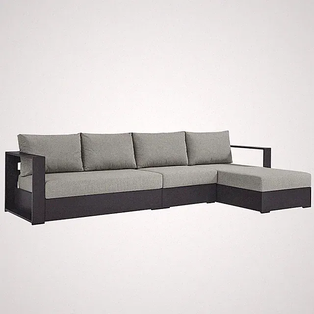 3-Piece Outdoor Powder-Coated Aluminum Right-Facing Chaise Sectional Sofa Set