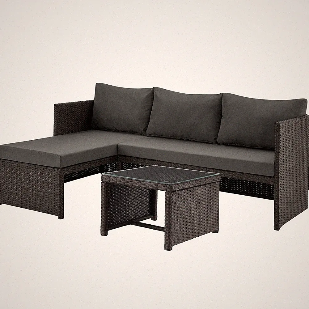 3-Piece Outdoor Sectional Sofa Set w/ Chaises, Waterproof Fabric