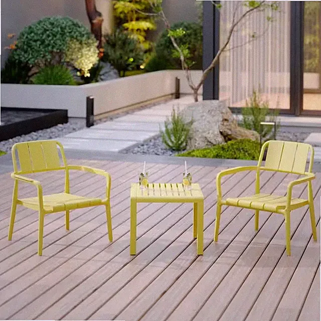 3-Piece Plastic Outdoor Sectional Set, Patio Armrest Chair Conversation Set for