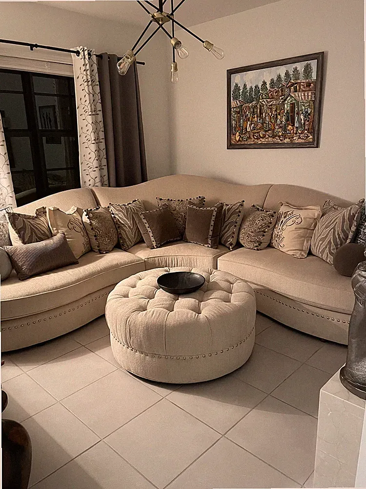 3 Piece Semi-Circle Sectional Sofa With Ottoman