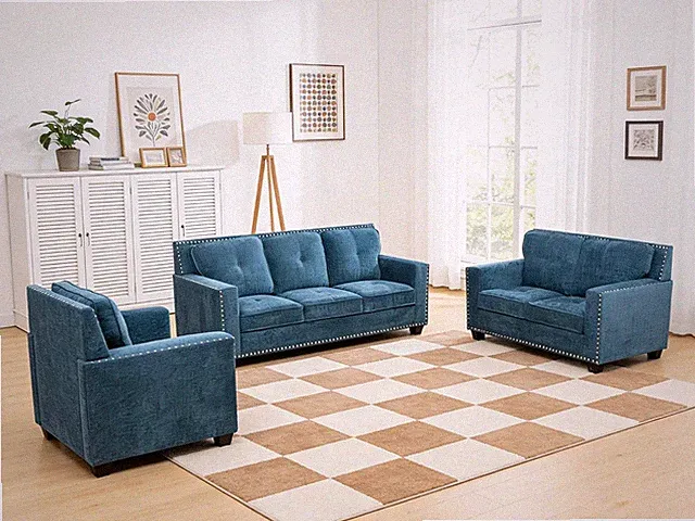 3 Piece Sofa Sets for Living Room, Modern Sectional Couch and Loveseat & Armchai
