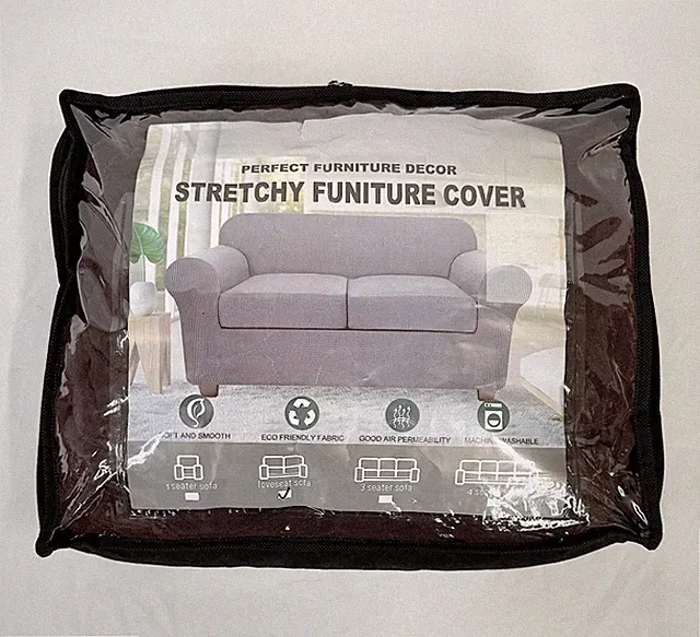 3 Piece Stretchy Jacquard Leaf Pattern Couch Cover 2 Cushion Sofa Loveseat Brown