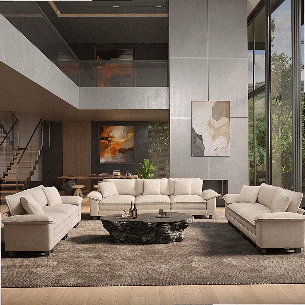 3 Pieces Modular Sectional Cloud Couch and Loveseat Sofa Set