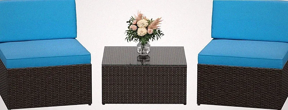 3 Pieces Outdoor Patio Conversation Sets Couch Sectional Sofa